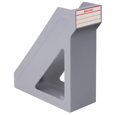 Лоток вертикальный для бумаг BRAUBERG «Basic», 265×100×285 мм, серый