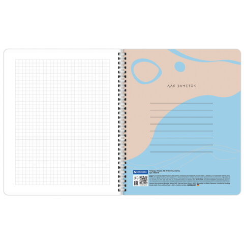 Тетради ДЭК А5 48 л. КОМПЛЕКТ 4 шт., BRAUBERG, гребень, клетка, 80 г/м2, Soft-Touch, «Minimal»