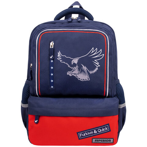 Рюкзак BRAUBERG STAR, 1 отделение, 5 карманов, «White eagle», синий, 40×29x13 см