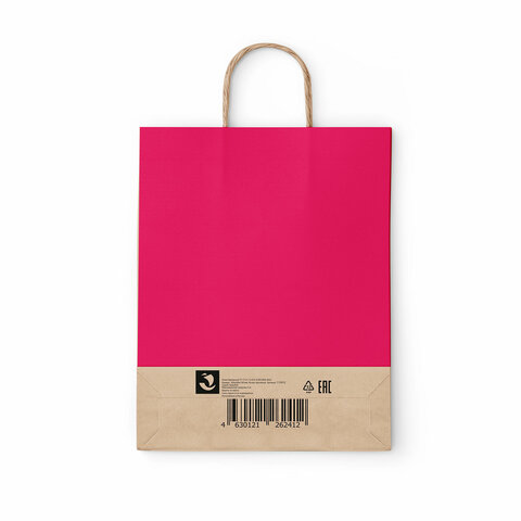 Крафт-пакет бумажный «Ruby red» 26×15х35 см, с кручеными ручками, плотность 80 г/м2, моноцвет