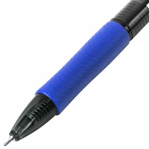Ручка шариковая автоматическая с грипом BRAUBERG OFFICE STYLE, СИНЯЯ, игольчатый наконечник 0.7мм, линия 0.35мм, тонированный корпус