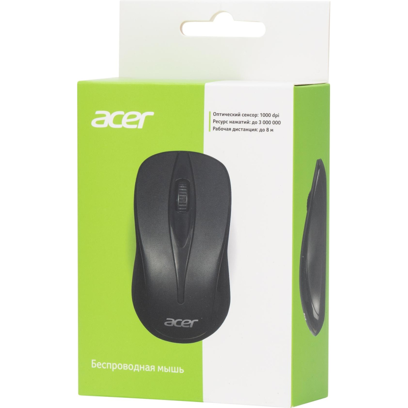 Мышь компьютерная Acer OMR131 черн. оптичес. (1000dpi) беспровод, USB (2but)