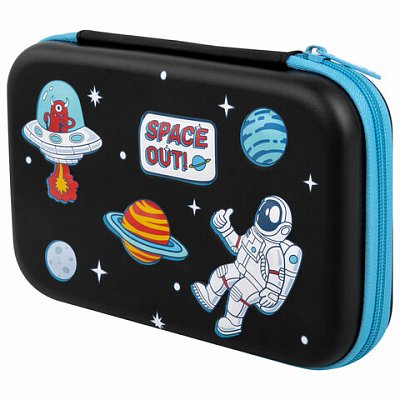 Пенал BRAUBERG KIDS большой удобный с откидной планкой, EVA, 22×15х4 см, «Space out»