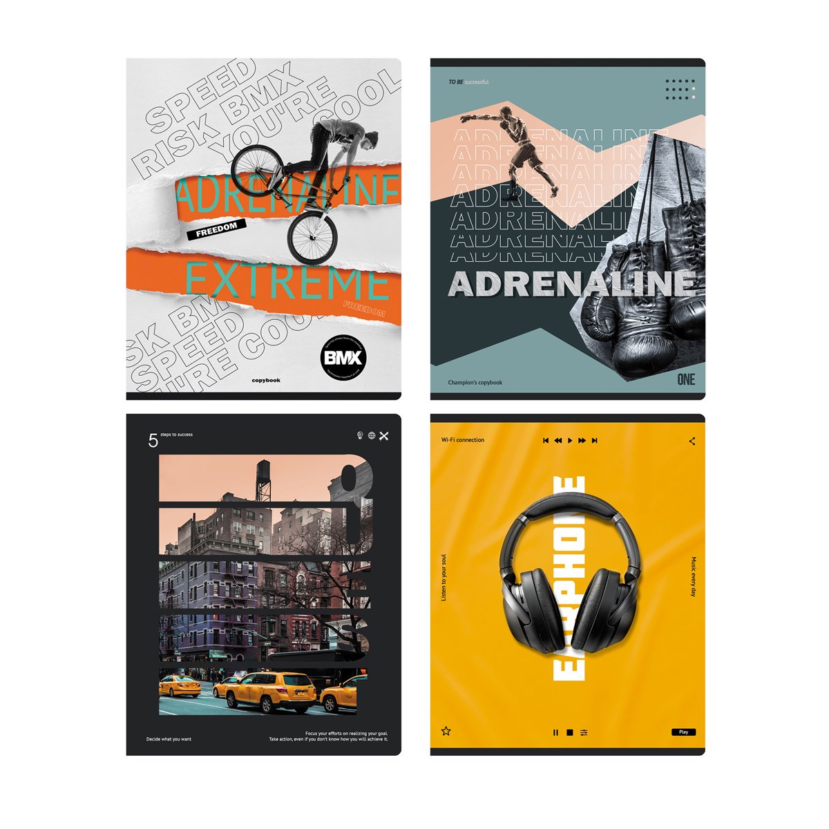 превью Тетрадь 96л., А5, клетка BG «Adrenalin», soft-touch ламинация
