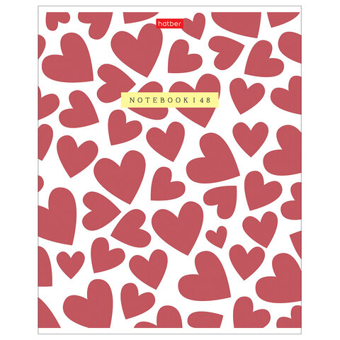Тетрадь обложка пластик, А5 48 л., скоба, клетка, HATBER, «LOVE IS... » (микс в спайке), 092371