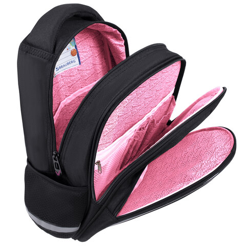 Рюкзак BRAUBERG OPTIMA, 2 отделения, с брелоком, «Butterfly catcher», СВЕТЯЩИЙСЯ, 36×27х18 см