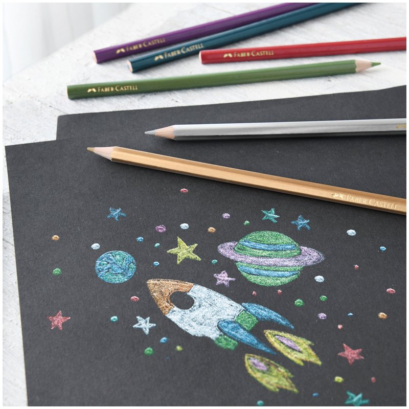 Карандаши цветные Faber-Castell, 10цв., металлик, заточен., картон. упак. 