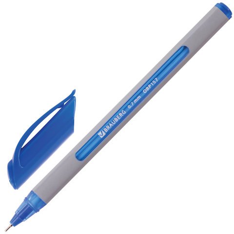 Ручка шариковая масляная BRAUBERG «Extra Glide Soft Grey», СИНЯЯ, узел 0.7 мм, линия письма 0.35 мм