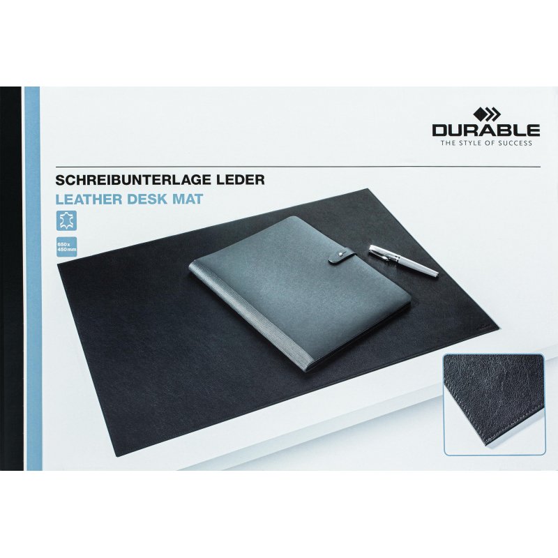 Коврик на стол Durable из натуральной кожи черный 650×450 мм