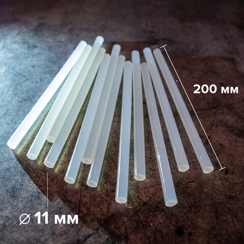 Клеевые стержнидиаметр 11 ммдлина 200 ммпрозрачные1 кг (48 штук) BRAUBERG671056