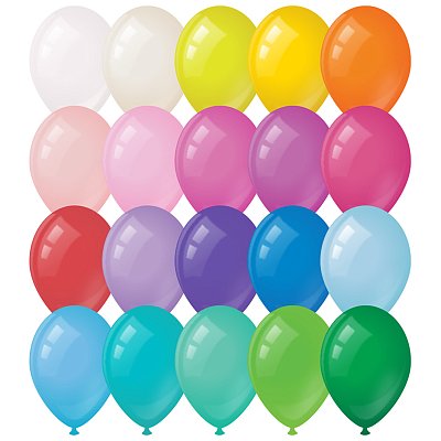 Воздушные шары, 100шт., М9/23см, MESHU, пастель, 20 цветов ассорти