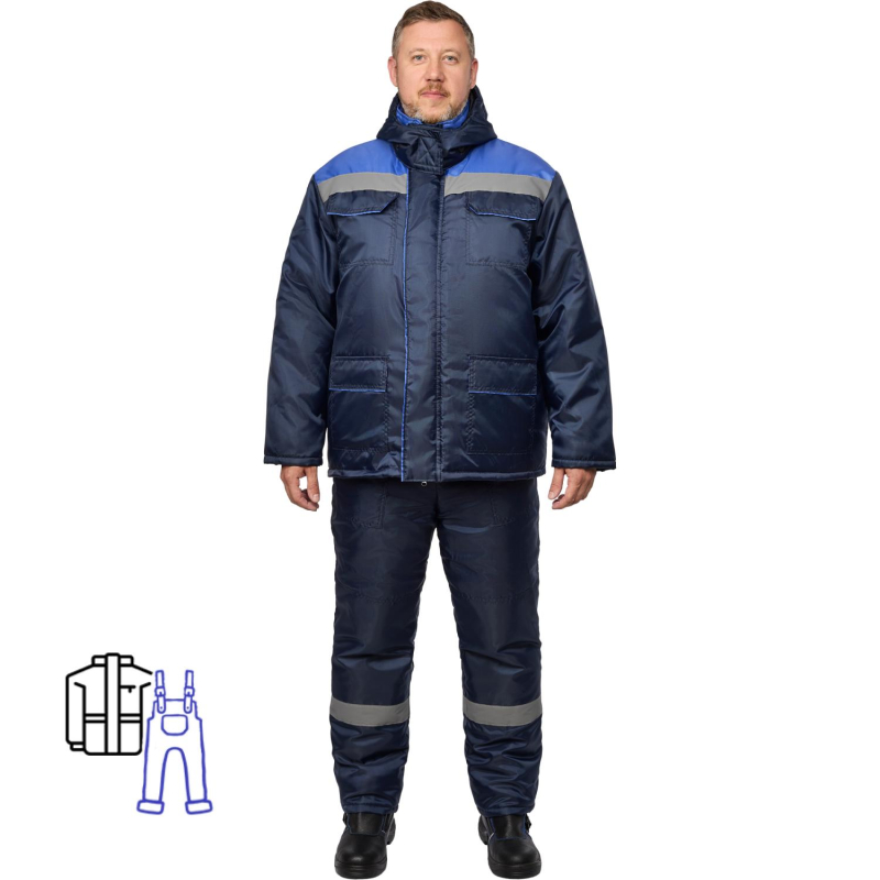 Костюм рабочий зимний муж з12-КПК с СОП син/вас оксф 48-50/182-188