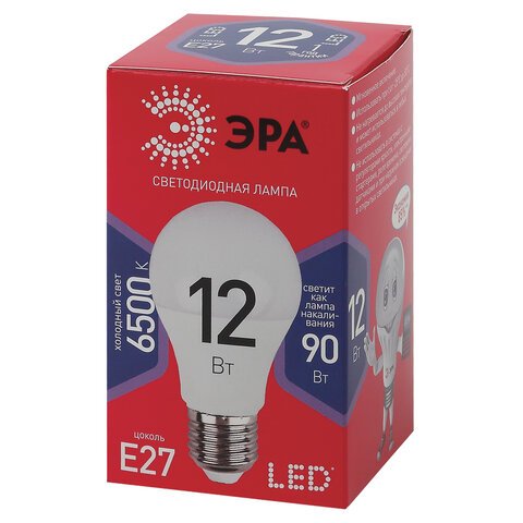 превью Лампа светодиодная ЭРА LED 12 Вт E27 грушевидная 6500 К холодный белый свет