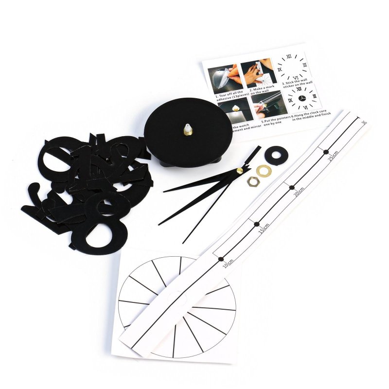 Часы наклейк черн DIY Ясмина, плав ход, d-45см, секун 12см, циф 7.5×5см 5451319