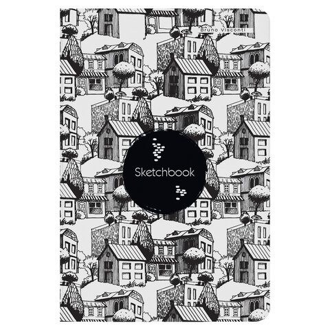 Скетчбук, слоновая кость+черная бумага 80 г/м2, 140×210 мм, 112 л, книжный твердый переплет, «МИКС», 3-555