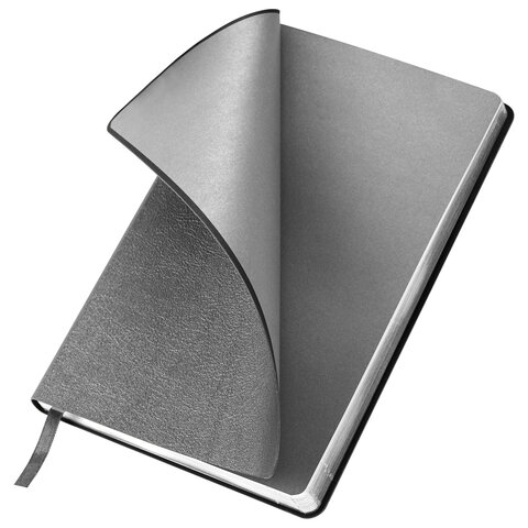 Ежедневник недатированный А5 138×213 мм BRAUBERG «Metallic», под кожу, 136 л., гибкий, серебряный