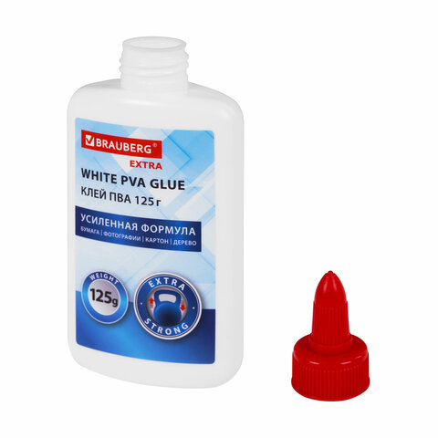 Клей ПВА, усиленный, BRAUBERG Extra (бумага, фотографии, картон, дерево), 125 г
