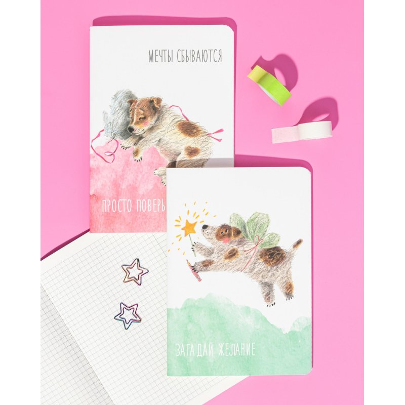 Тетрадь общая №1 School Песик А5 40л клетка, сшивка, уп(2шт)блок 70 г/кв. м