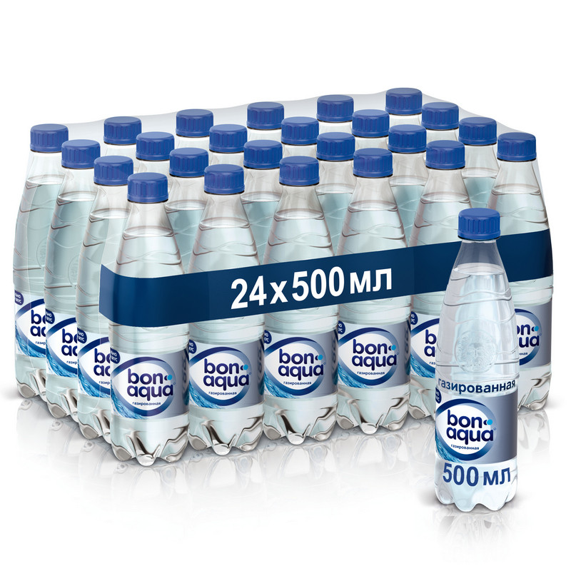превью Вода питьевая газированная Bon Aqua (ПЭТ, 0,5л, 24шт/уп)