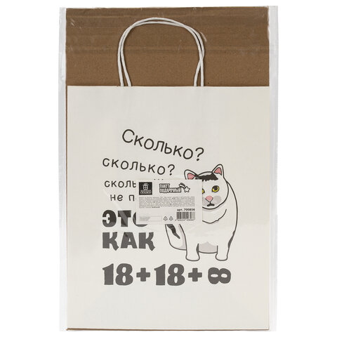 Пакет подарочный (1 штука) 26×13х32 см (L) «Сколько», крафт, ЗОЛОТАЯ СКАЗКА