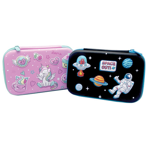 Пенал BRAUBERG KIDS большой удобный с откидной планкой, EVA, 22×15х4 см, «Space out»
