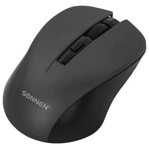 Мышь беспроводная с бесшумным кликом SONNEN V18, USB, 800/1200/1600 dpi, 4 кнопки, черная