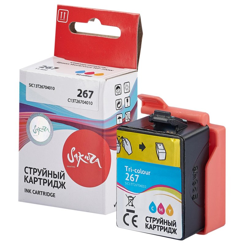 Картридж струйный Sakura C13T26704010 267 Colour пиг. цв. для Epson WF-100W