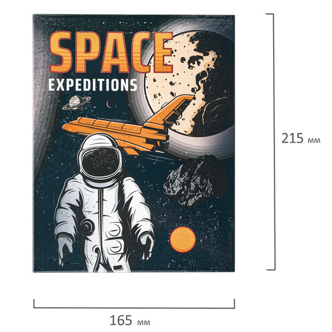 Тетрадь на кольцах А5 175×215 мм, 120 л., твердый картон, клетка, BRAUBERG, «SpaceX»
