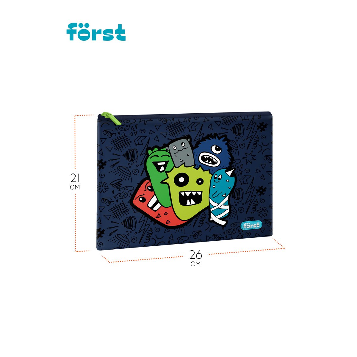 Папка текстильная А5 Först «Monsters», 255×205 мм, 1 отделение, полиэстер
