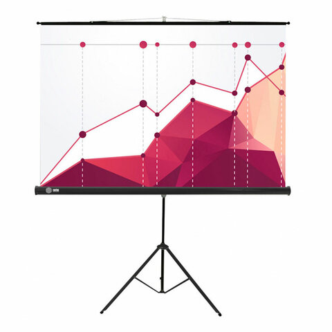 превью Экран Cactus Triscreen CS-PST-180×180, 180×180 см, 1:1, напольный, черный