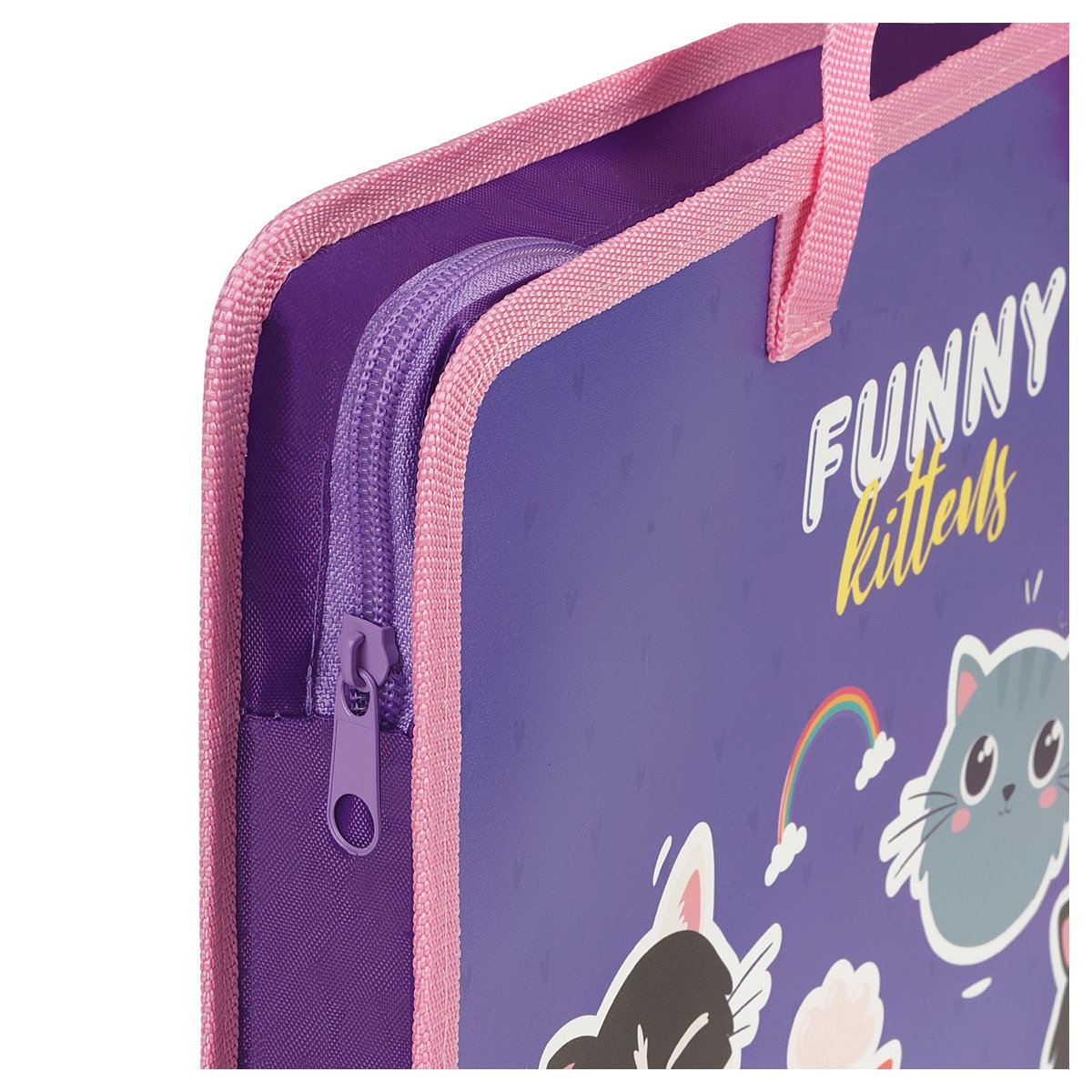 Папка с ручками А4 ArtSpace «Funny Kittens», пластик, на молнии, 45мм