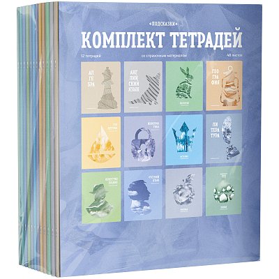 Комплект (12 шт. ) предметных тетрадей 48л. BG «Подсказки», матовая ламинация, микро sandy-touch лак