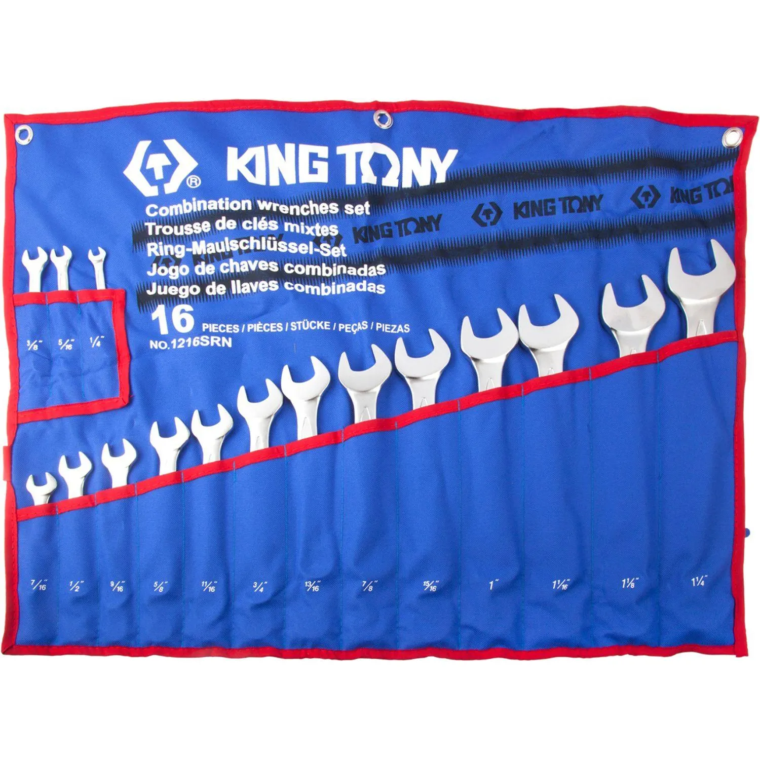 Набор ключей гаечных комбинированный King Tony 1/4"-1 1/4" в чехле 16 штук (1216SRN)