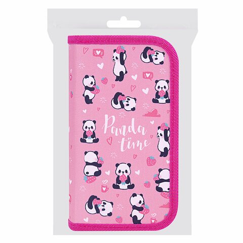 Пенал ЮНЛАНДИЯ, 2 отделения, полиэстер, 19×11 см, «Pandamania»