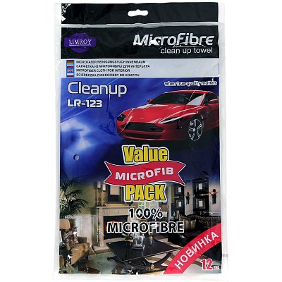 Салфетки из микрофибры набор 250 гр/м2, 30×45 см. (12 шт. ) LIMROY LR-123