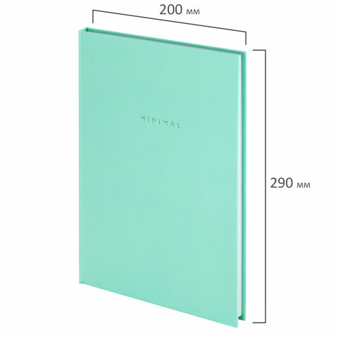 Блокнот БОЛЬШОЙ ФОРМАТ 200×290 мм, А4, 80 л., твердый, клетка, BRAUBERG «Minimal», мятный