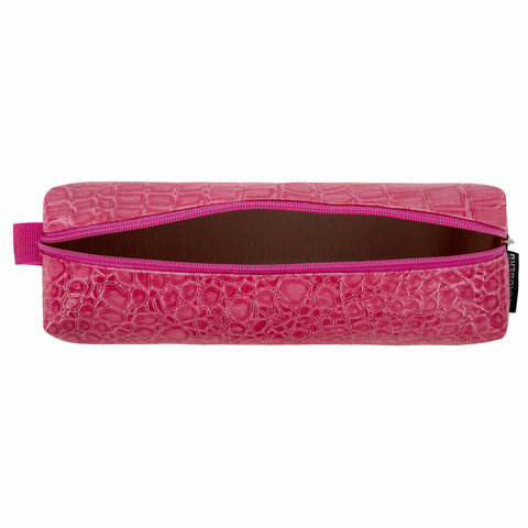 Пенал-косметичка BRAUBERG, «крокодиловая кожа», 20×6х4 см, «Ultra pink»