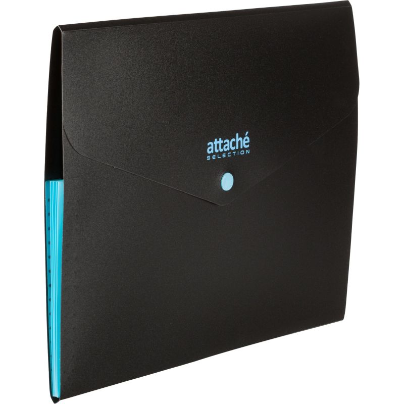 Папка органайзер на кнопке Attache Selection Black&Bluе, А4.500мкм, 3отд