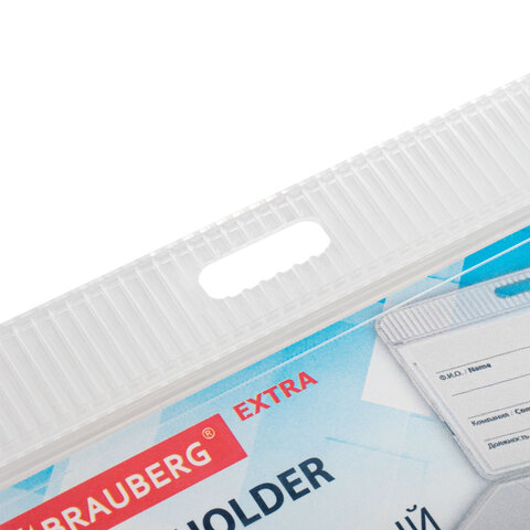 Бейдж горизонтальный (54×85 мм), прозрачный, ЗАЩИТА ОТ ВЛАГИ И ПЫЛИ, BRAUBERG EXTRA