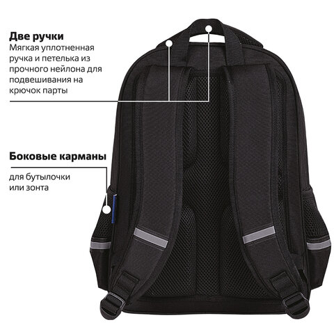 Рюкзак BRAUBERG SOFT, 2 отделения, 3 кармана, «Lettering», СВЕТЯЩИЙСЯ, 40×31х15 см