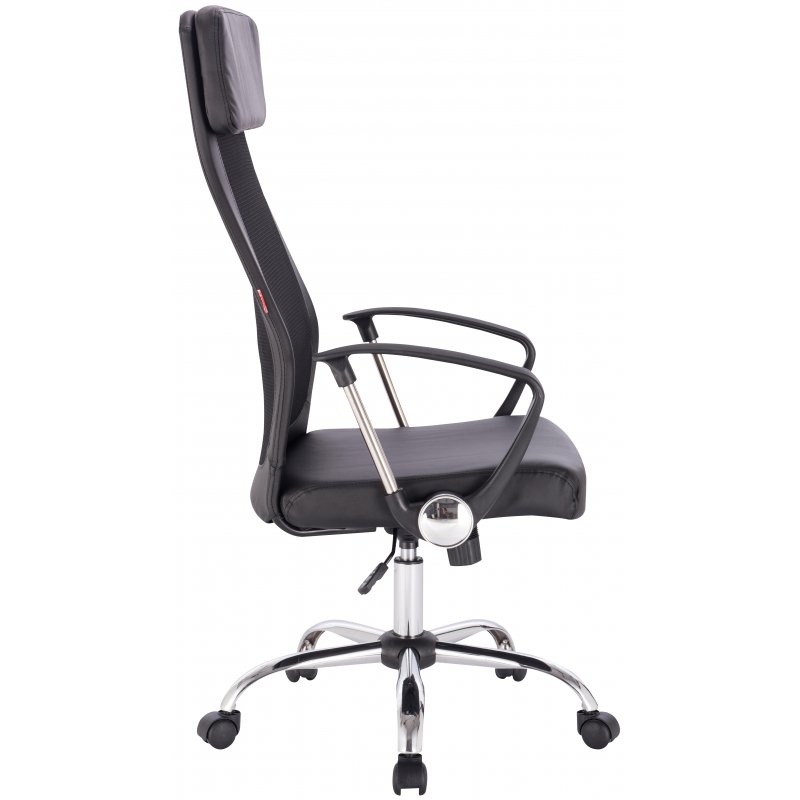 Кресло для руководителя Easy Chair 589 TPU черное (сетка/искусственная кожа/хромированный металл)