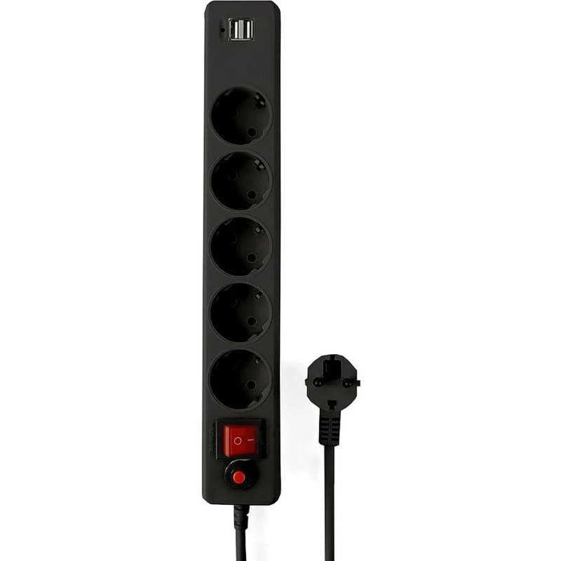 превью Сетевой фильтр Гарнизон ECL-5-U2-B-1.8 5р/1.8м, 10А, 2xUSB, черный