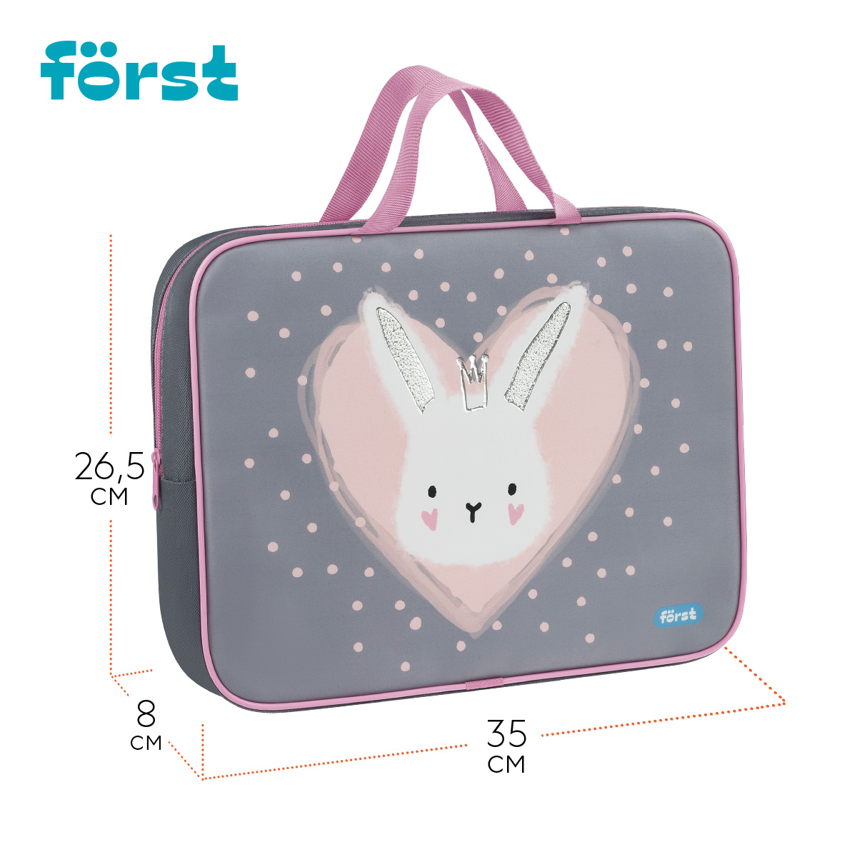 Папка текстильная с ручками 1 отделение, А4 Först «Little Friend», 350×265×80мм, текстиль, на молнии