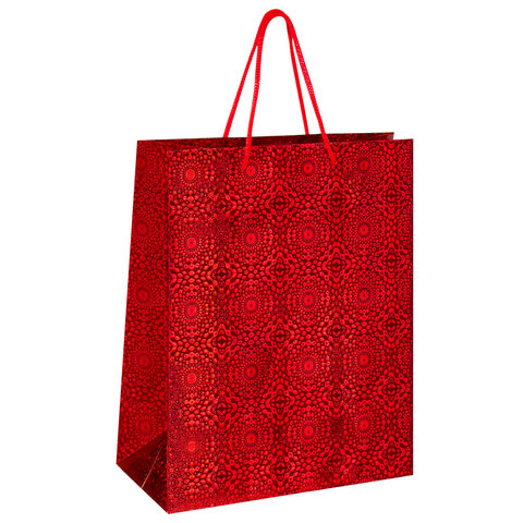 Пакет подарочный 26×13x32 см (L), НАБОР 4 шт., 4 дизайна, голография, ЗОЛОТАЯ СКАЗКА