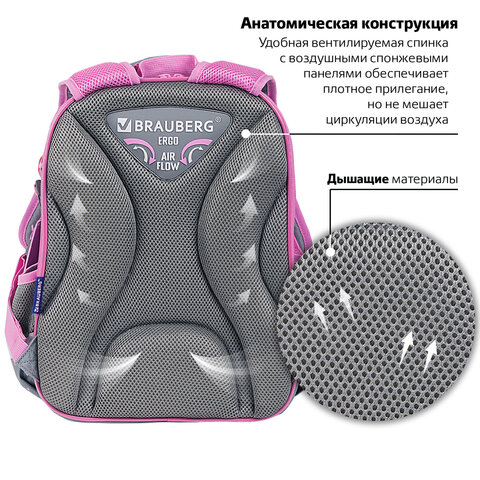 Ранец BRAUBERG QUADRO, 3 отделения, с брелком, «Anime friends», 37×28х18 см