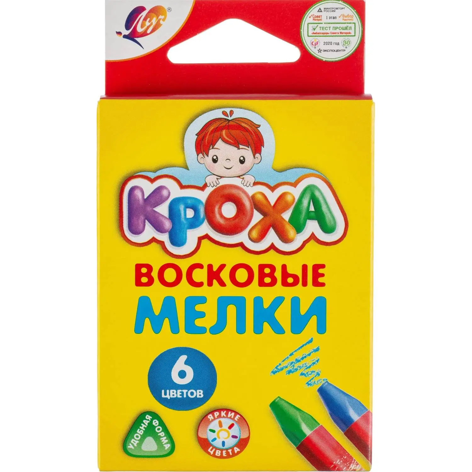 превью Мелки восковые «Кроха» (6цв, европодвес)