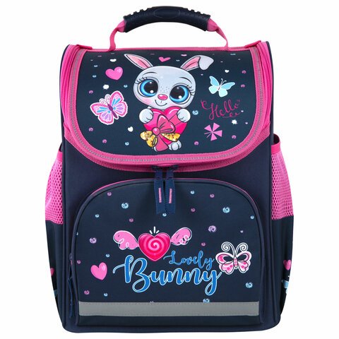 Ранец ПИФАГОР BASIC, 1 отделение, 3 кармана, эргономичная спинка, «Lovely bunny», 35×28х18 см