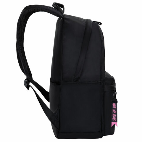 Рюкзак BRAUBERG FASHION CITY универсальный, карман-антивор, Hug me, черный, 44×31х16 см