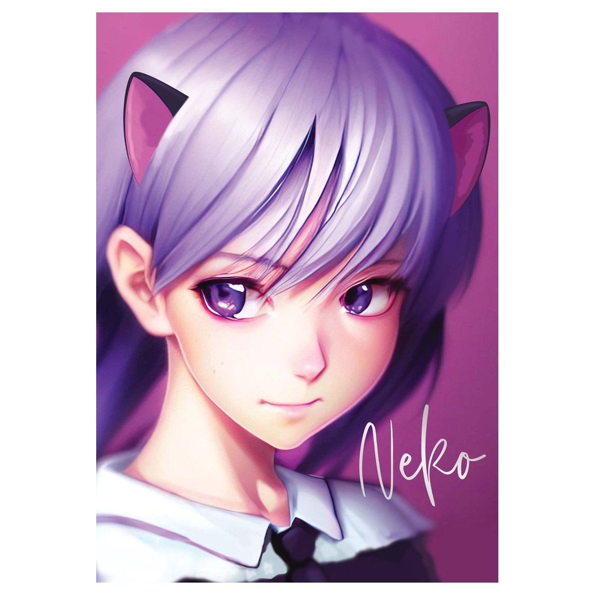 Тетрадь 40л., А5, клетка MESHU «Neko», матовая ламинация, тиснение фольгой, ЕВРО