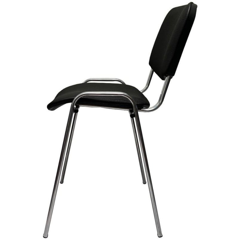 Стул КО_EChair Rio(ИЗО) искожа черная гладкая 201, каркас под хром